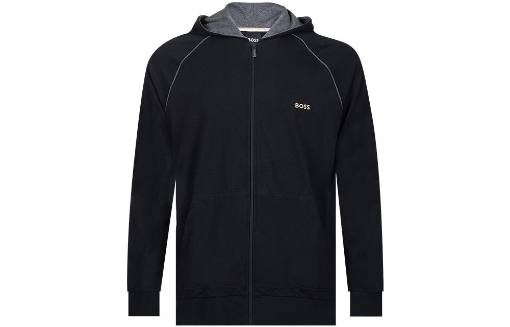 HUGO BOSS FW22 Black Solid Zip-Up Long Sleeve Hoodie 50469581-005