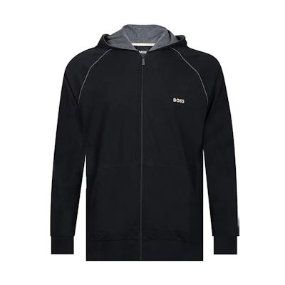 HUGO BOSS FW22 Black Solid Zip-Up Long Sleeve Hoodie 50469581-005