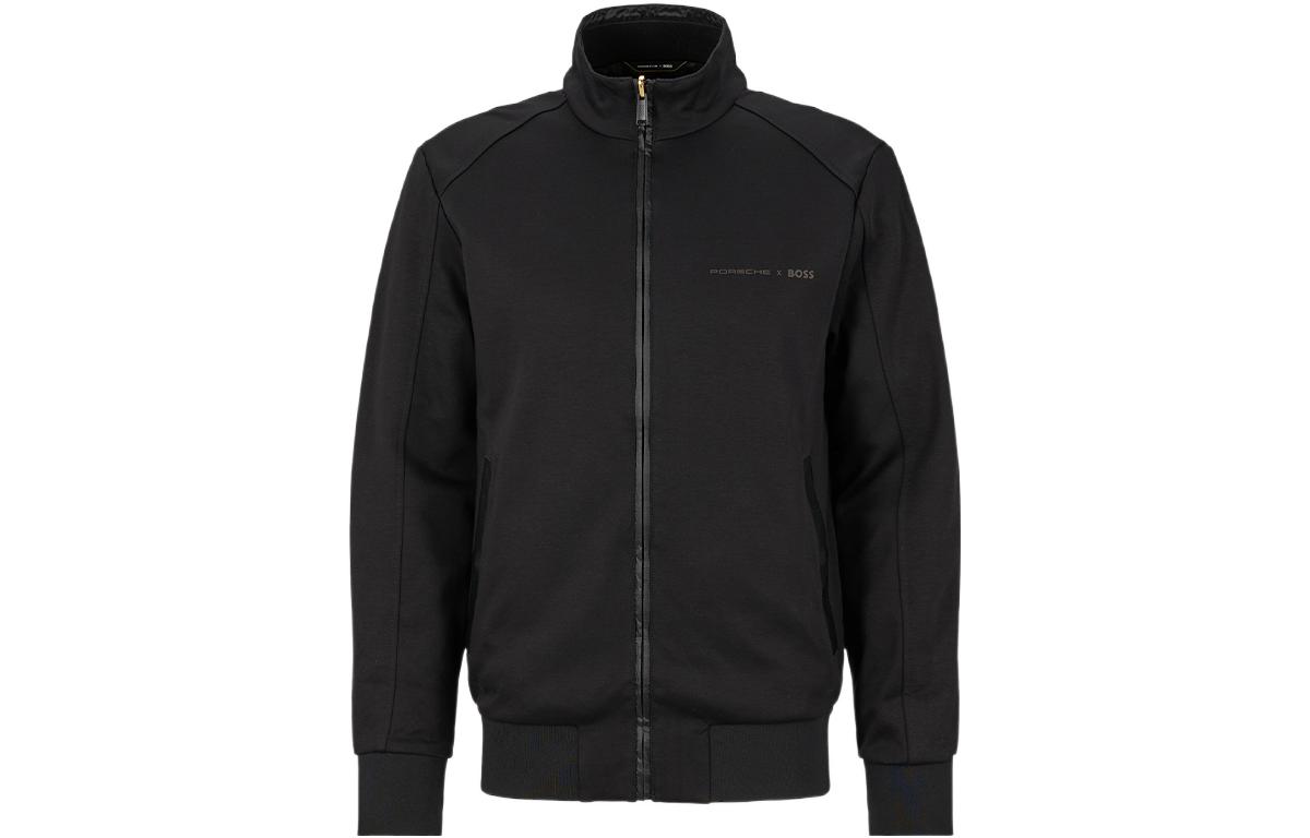 HUGO BOSS FW22 Black Zip-Up Jacket with Solid Logo Print 50483762-001