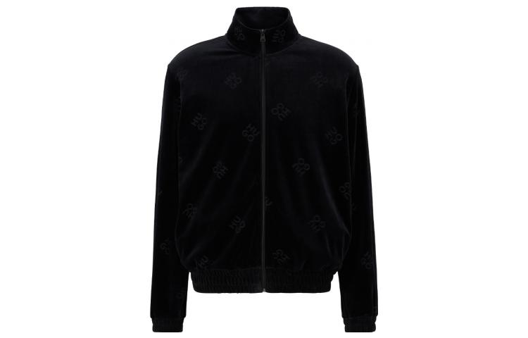 HUGO BOSS FW22 Black Zip-Up Logo High-Neck Loose Fit Jacket for Men 50486435-001