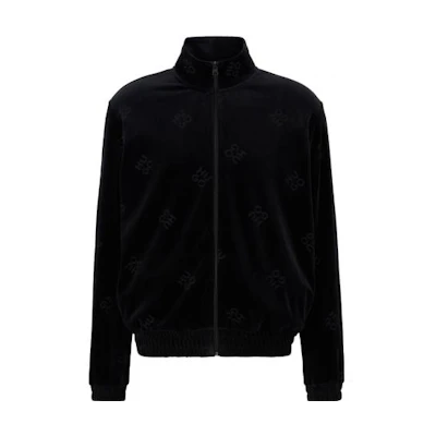 HUGO BOSS FW22 Black Zip-Up Logo High-Neck Loose Fit Jacket for Men 50486435-001