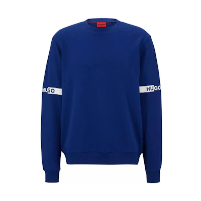 HUGO BOSS FW22 Blue Crewneck Long Sleeve Logo Print Sweatshirt 50488126-406