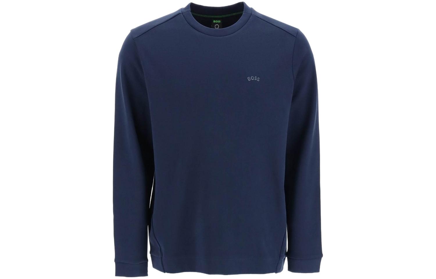HUGO BOSS FW22 Blue Crewneck Sweatshirt with Letter Logo - 50474192-410