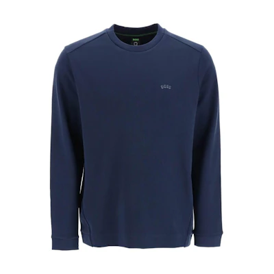 HUGO BOSS FW22 Blue Crewneck Sweatshirt with Letter Logo - 50474192-410