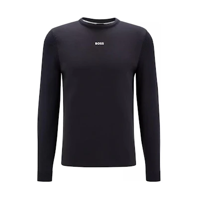 HUGO BOSS FW22 Blue Pullover Sweatshirt with Chest Letter Print 50475138-402
