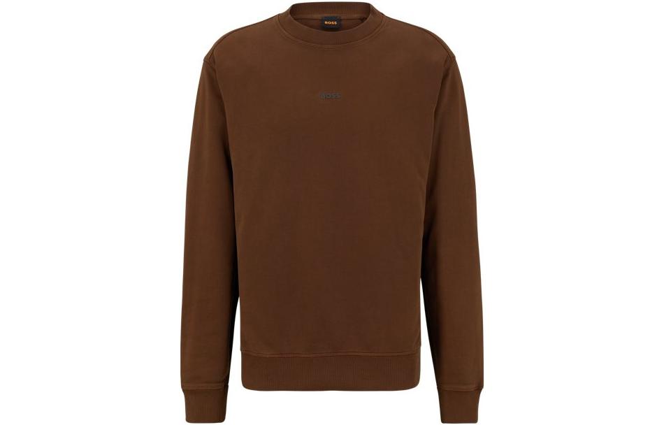 HUGO BOSS FW22 Brown Crewneck Sweatshirt with Printed Logo 50472271-217
