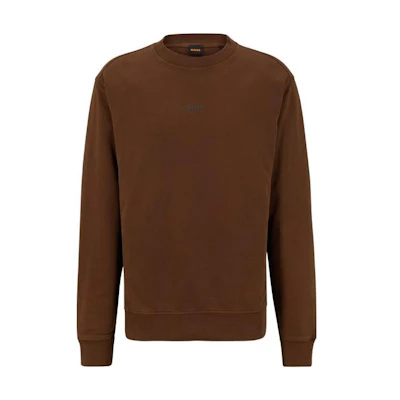 HUGO BOSS FW22 Brown Crewneck Sweatshirt with Printed Logo 50472271-217