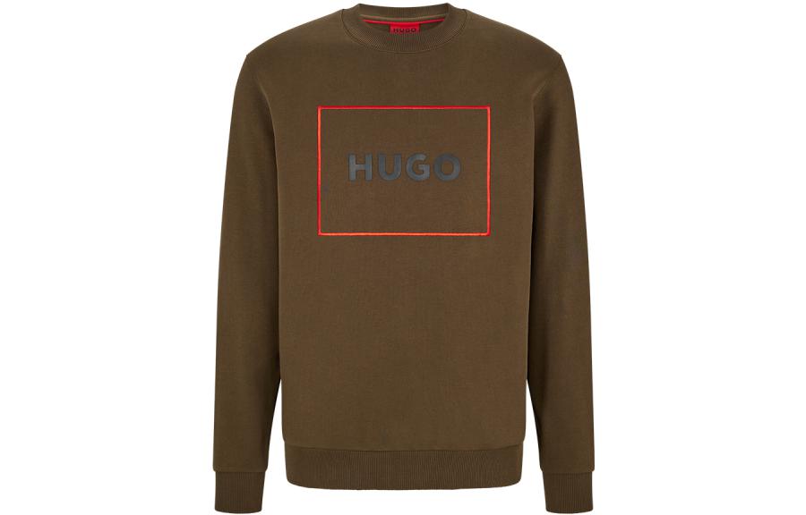 HUGO BOSS FW22 Brown Letter Print Crewneck Sweatshirt Unisex 50481341-303