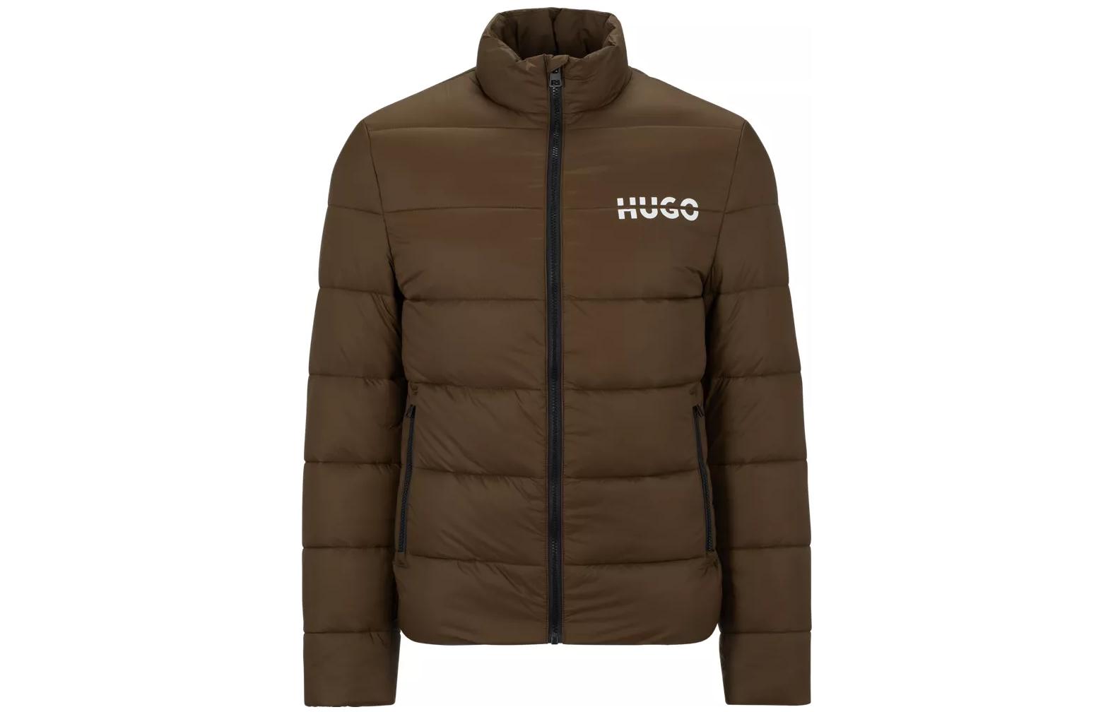 HUGO BOSS FW22 Brown Logo Print Zip-Up Jacket 50486813-303