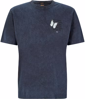 HUGO BOSS FW22 Butterfly Print Loose Fit Crewneck Tee Navy Blue 50473508-404 Buy HUGO BOSS FW22 Butterfly Print Loose Fit Crewneck Tee Navy Blue 50473508-404
