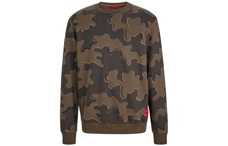 HUGO BOSS FW22 Camouflage Crewneck Pullover Sweatshirt Military Green Men 50481347-965