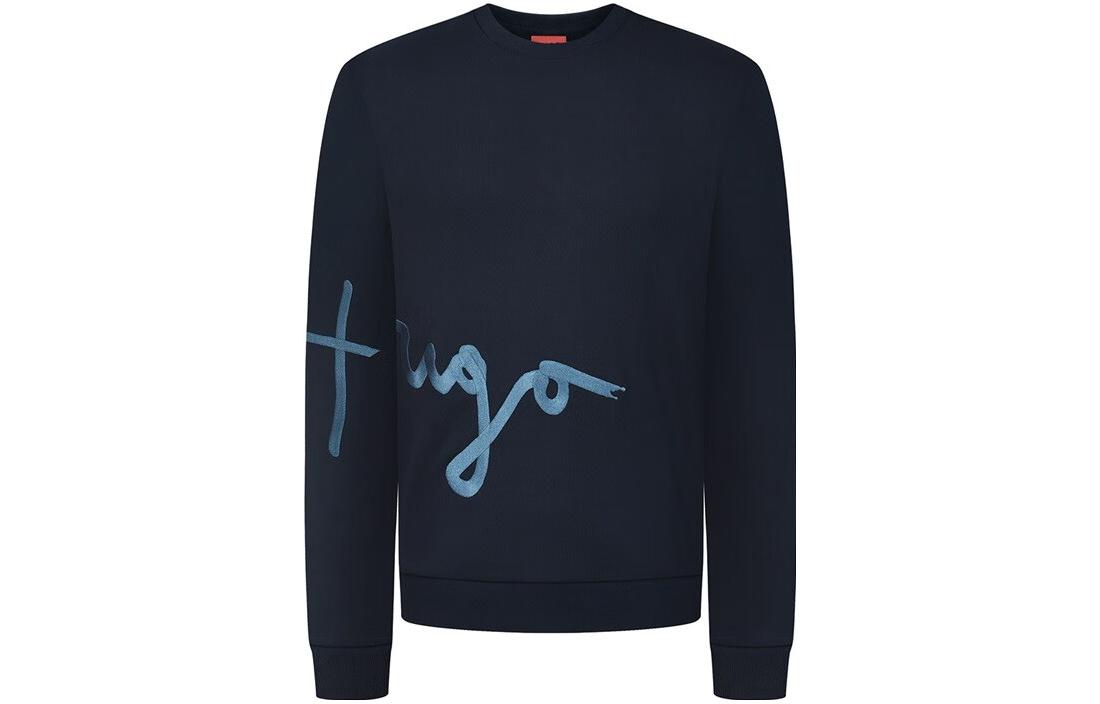 HUGO BOSS FW22 Casual Pattern Crewneck Sweatshirt Midnight Blue 50457096-405