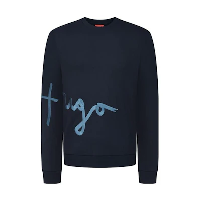HUGO BOSS FW22 Casual Pattern Crewneck Sweatshirt Midnight Blue 50457096-405