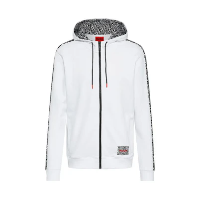 HUGO BOSS FW22 Color Block Logo Zip Sweatshirt White 50472707-100