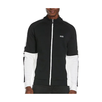HUGO BOSS FW22 Colorblock Letter Print Zip Jacket Black 50434916-001