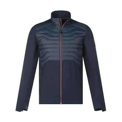 HUGO BOSS FW22 Colorblock Logo Patch Zip Jacket Navy Cotton Coat. 50452230-410