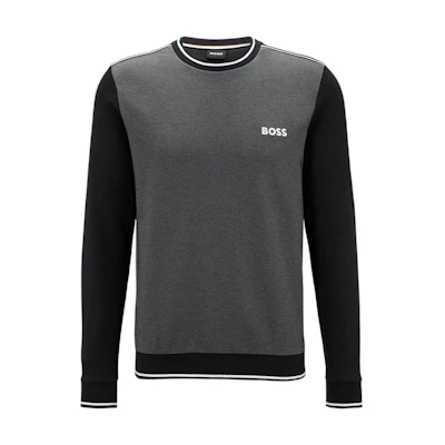HUGO BOSS FW22 Colorblock Logo Print Crewneck Sweatshirt Black 50480555-001