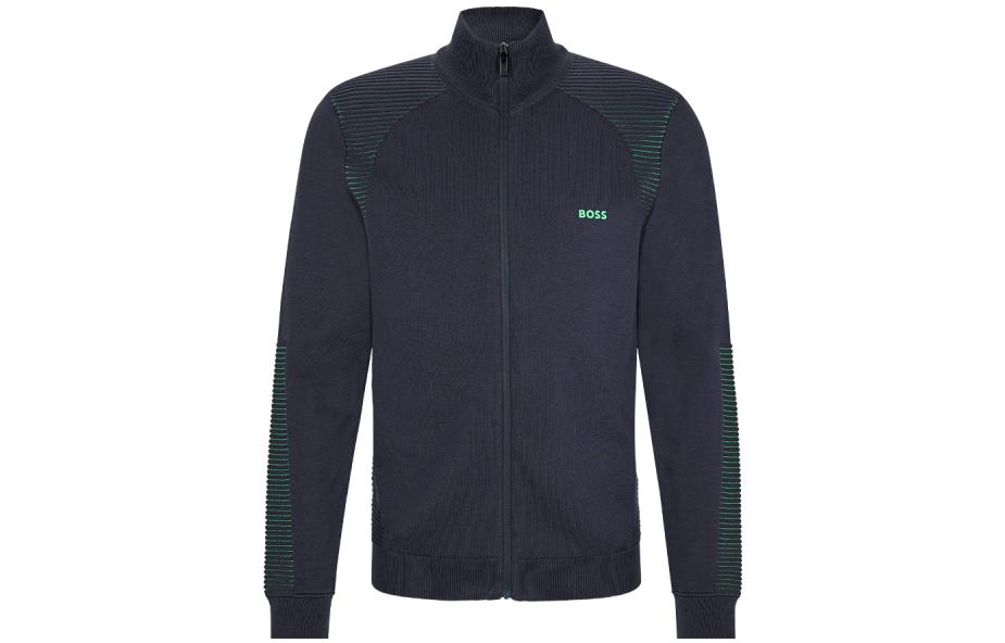 HUGO BOSS FW22 Colorblock Logo Zip Jacket Navy Blue Casual Outerwear 50475184-403