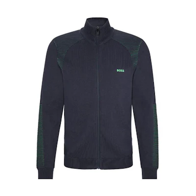HUGO BOSS FW22 Colorblock Logo Zip Jacket Navy Blue Casual Outerwear 50475184-403
