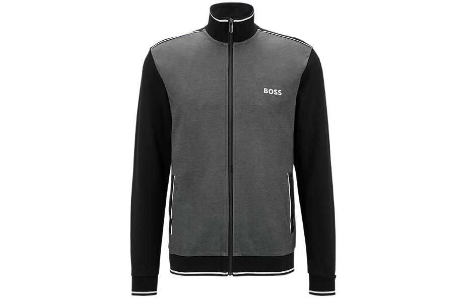 HUGO BOSS FW22 Cotton Blend Stand Collar Jacket Black () 50480554-001