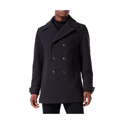 HUGO BOSS FW22 Double-Breasted Solid Black Long Sleeve Jacket 50476809-001