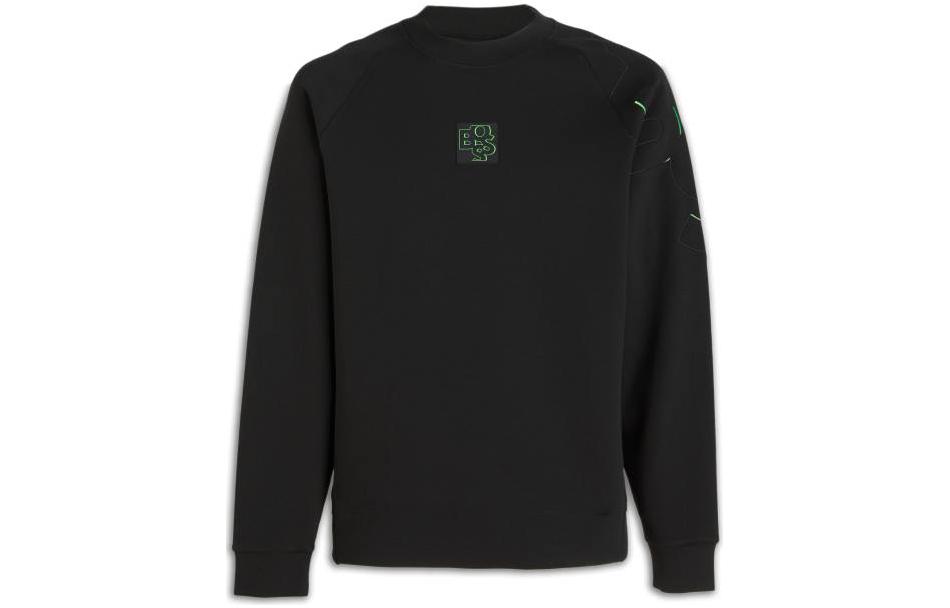HUGO BOSS FW22 Embroidered Logo Cotton-Blend Crewneck Sweatshirt Black Men 50476435-001