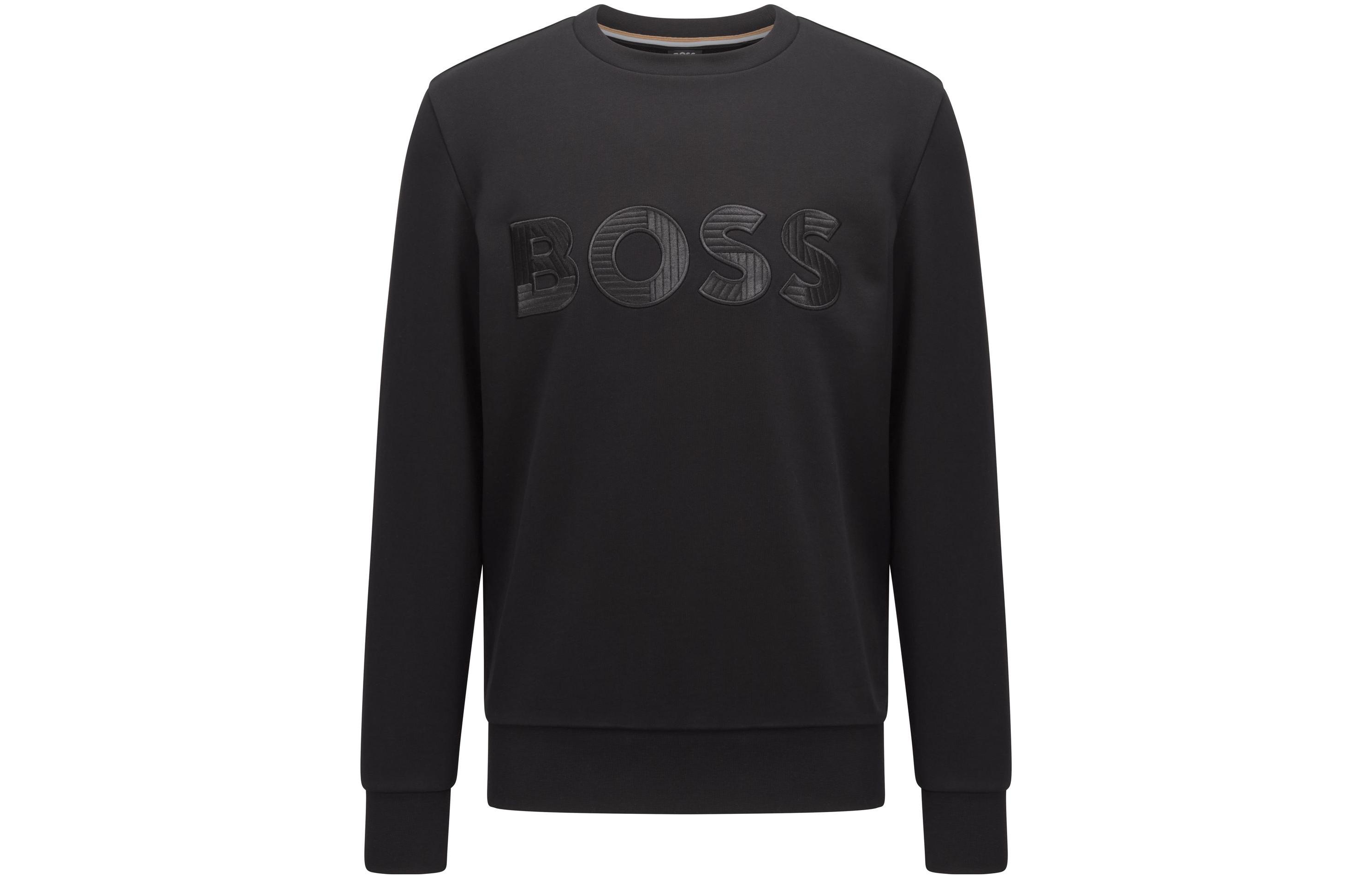 HUGO BOSS FW22 Embroidered Logo Pullover Sweatshirt Black 50471679-008