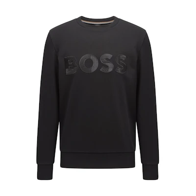HUGO BOSS FW22 Embroidered Logo Pullover Sweatshirt Black 50471679-008