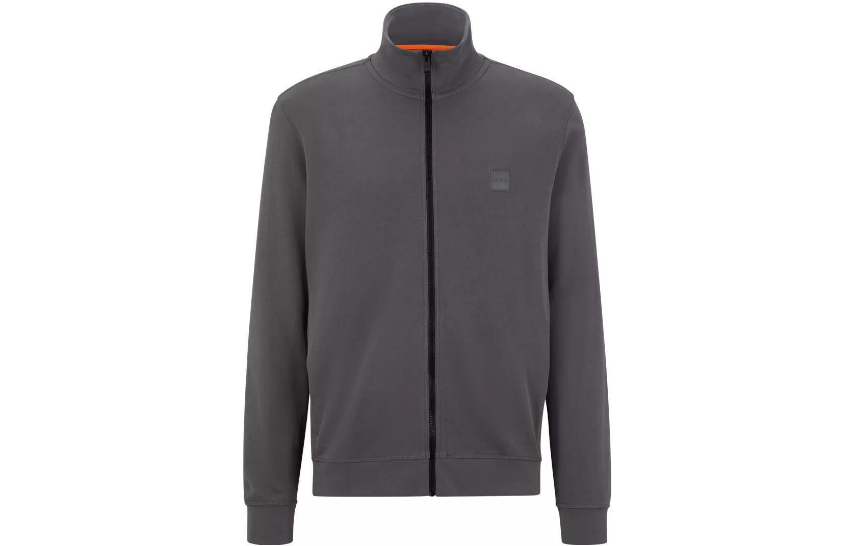 HUGO BOSS FW22 Full-Zip Logo High Collar Jacket Grey Menswear 50468428-023