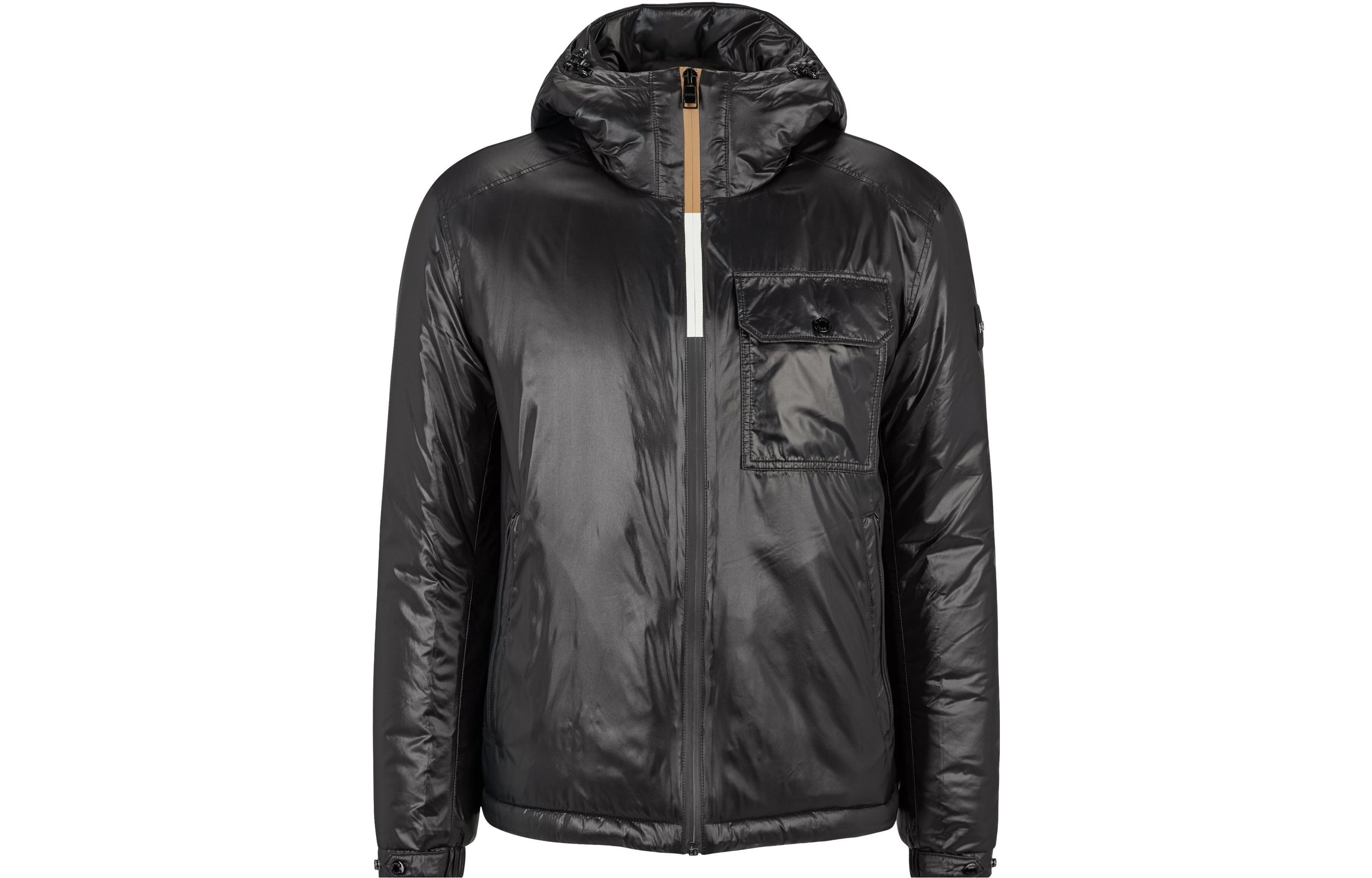 HUGO BOSS FW22 Glossy Hooded Jacket Black Outerwear 50478849-001