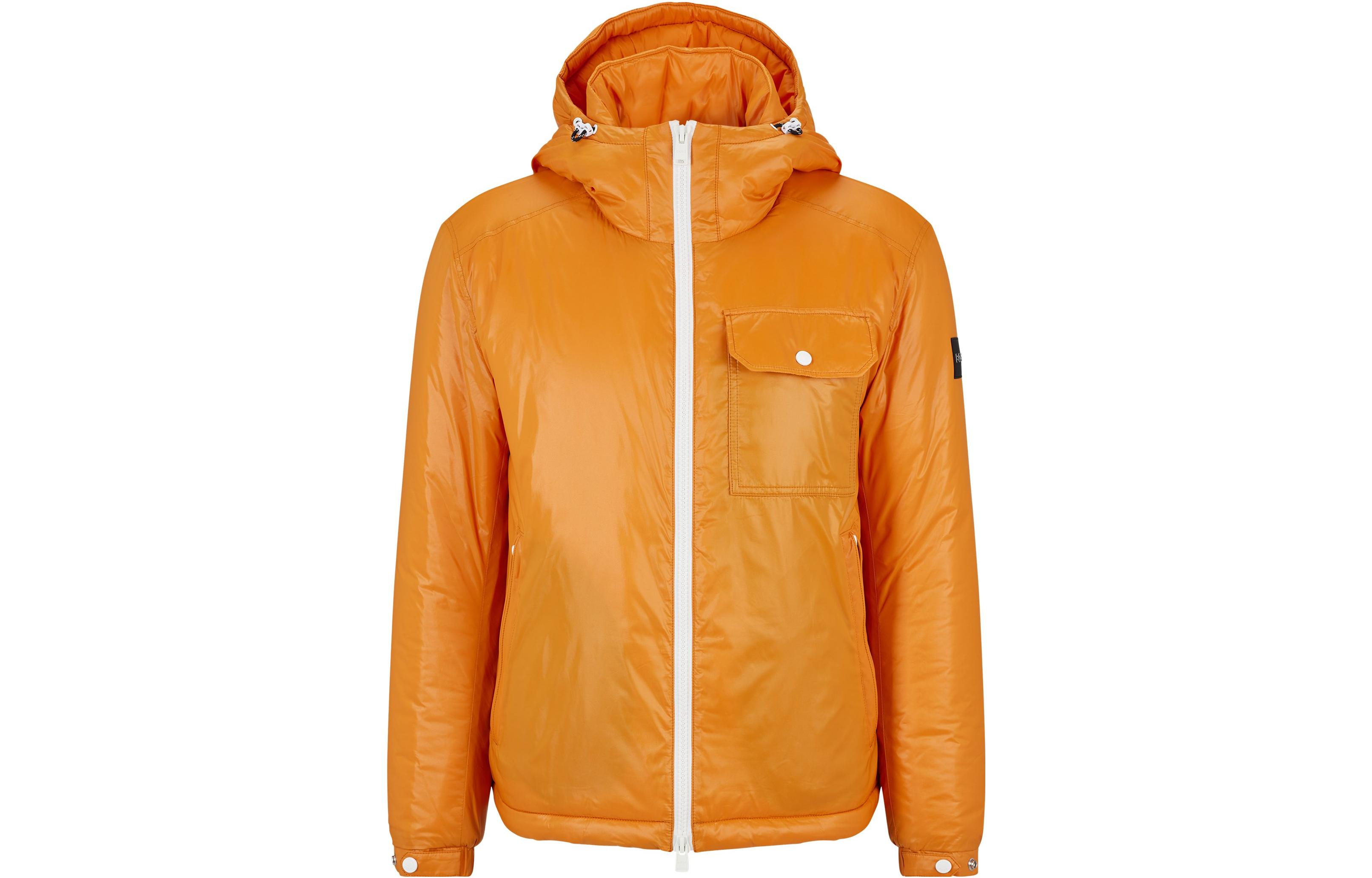 HUGO BOSS FW22 Glossy Solid Hoodie Jacket Light Orange 50478849-890