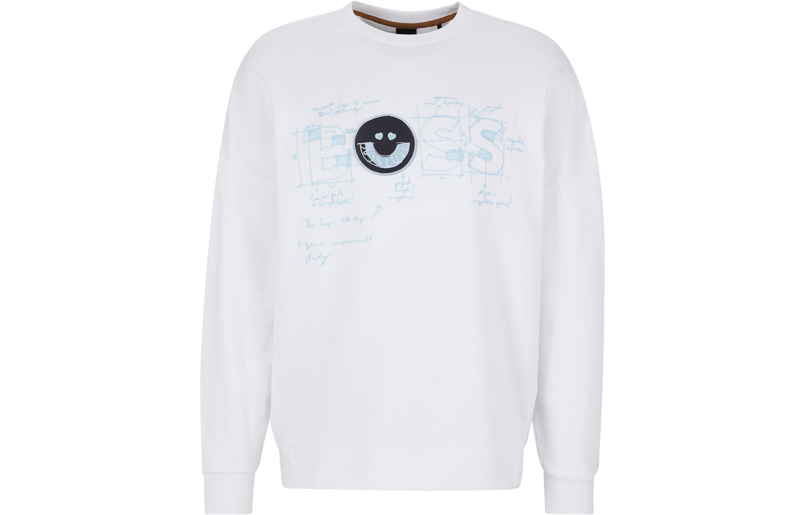 HUGO BOSS FW22 Graphic Print Crewneck Long Sleeve Sweatshirt White () 50471934-100