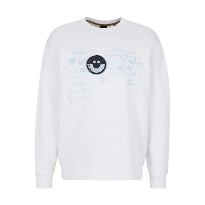 HUGO BOSS FW22 Graphic Print Crewneck Long Sleeve Sweatshirt White () 50471934-100