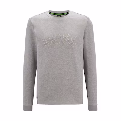 HUGO BOSS FW22 Grey Casual Logo Print Crewneck Pullover Sweatshirt 50477122-059