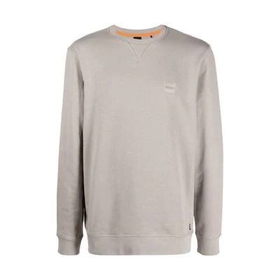 HUGO BOSS FW22 Grey Logo Crewneck Relaxed Fit Long-Sleeve Sweatshirt 50468443-090