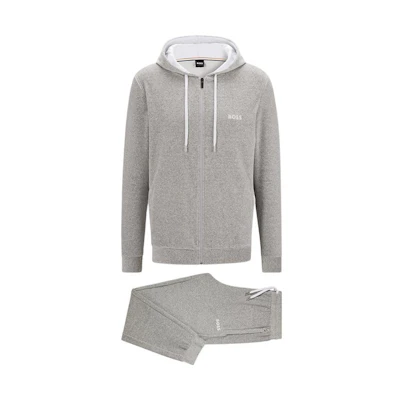 HUGO BOSS FW22 Grey Solid Zip-Up Hoodie & Sweatpants Tracksuit 50480697-033