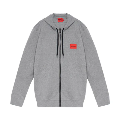 HUGO BOSS FW22 Grey Solid Zipper Hoodie Long Sleeve 50447972-031