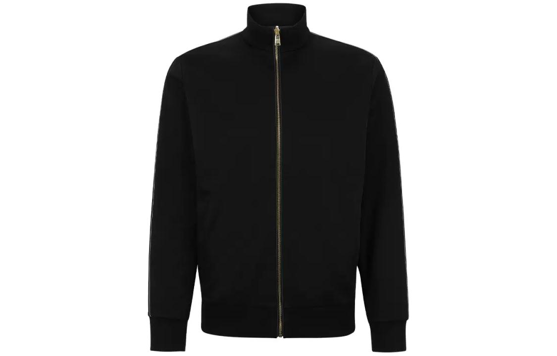 HUGO BOSS FW22 Holiday Zip-Up High Collar Black Sweatshirt for Men 50484778-001