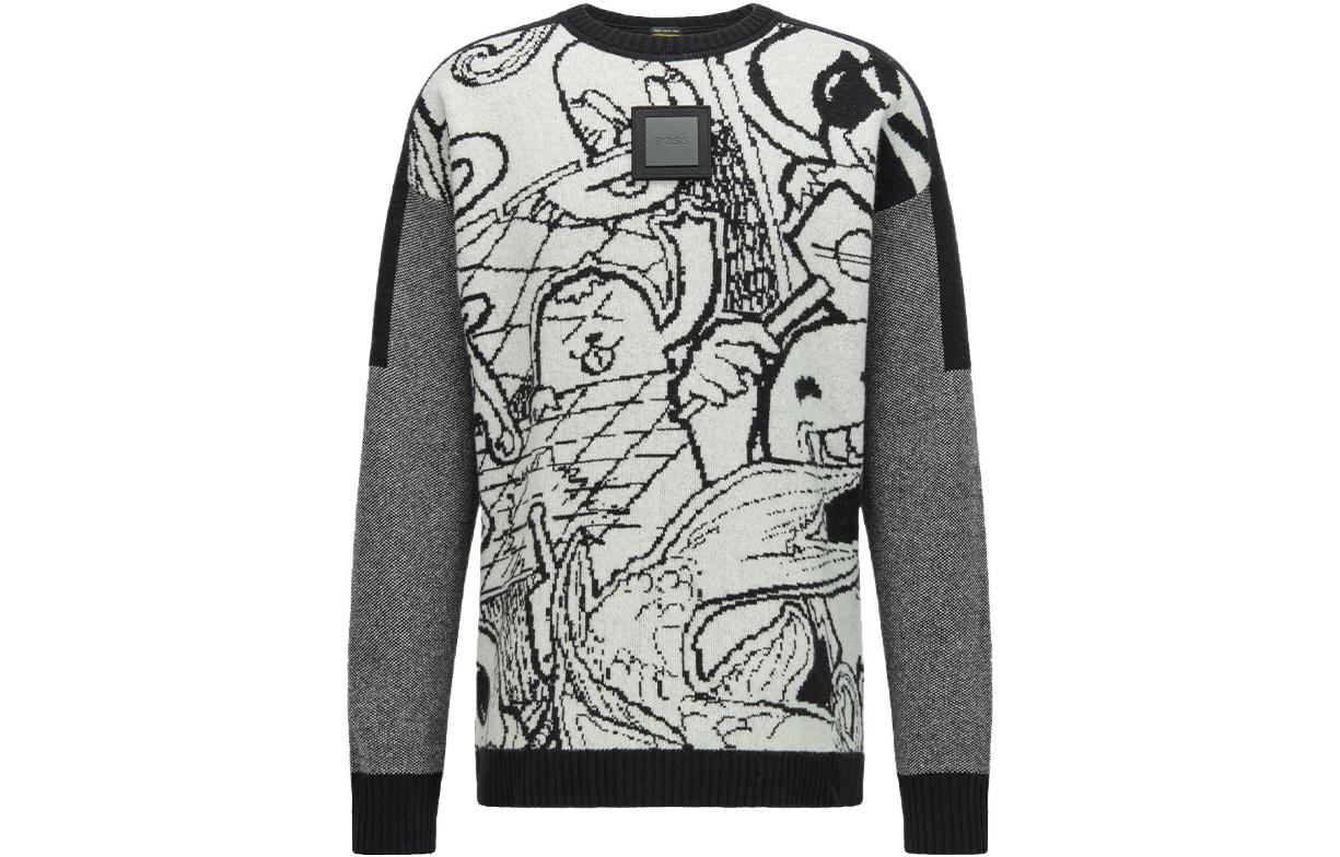 Order HUGO BOSS 2022秋冬男士灰色提花圖案套頭毛衣 50462428-100