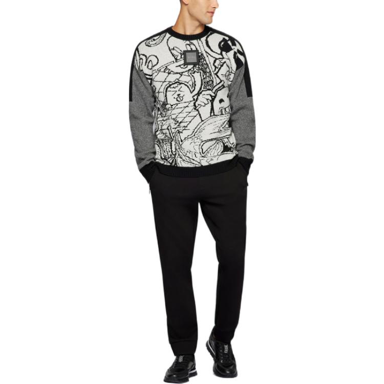 Lookbook HUGO BOSS 2022秋冬男士灰色提花圖案套頭毛衣 50462428-100