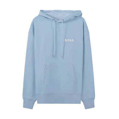 HUGO BOSS FW22 Light Blue Logo Printed Loose Fit Hoodie 50472985-453