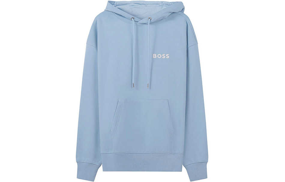 HUGO BOSS FW22 Light Blue Logo Printed Loose Fit Hoodie 50472985-453 圖 2