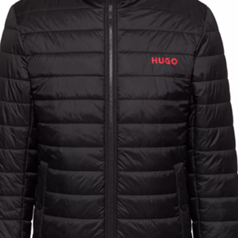 Sizing HUGO BOSS 男士黑色轻便拉链夹克 FW22 带标志 50468719 001 50468719-001
