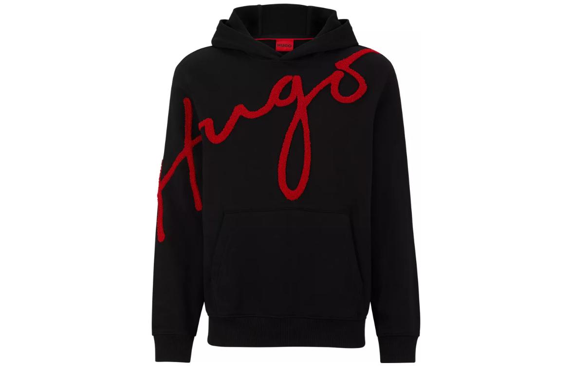 HUGO BOSS FW22 Logo Embroidered Hoodie Black 50482920-001