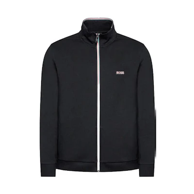 HUGO BOSS FW22 Logo Embroidered Ribbed Trim Jacket Black Menswear 50471906-001