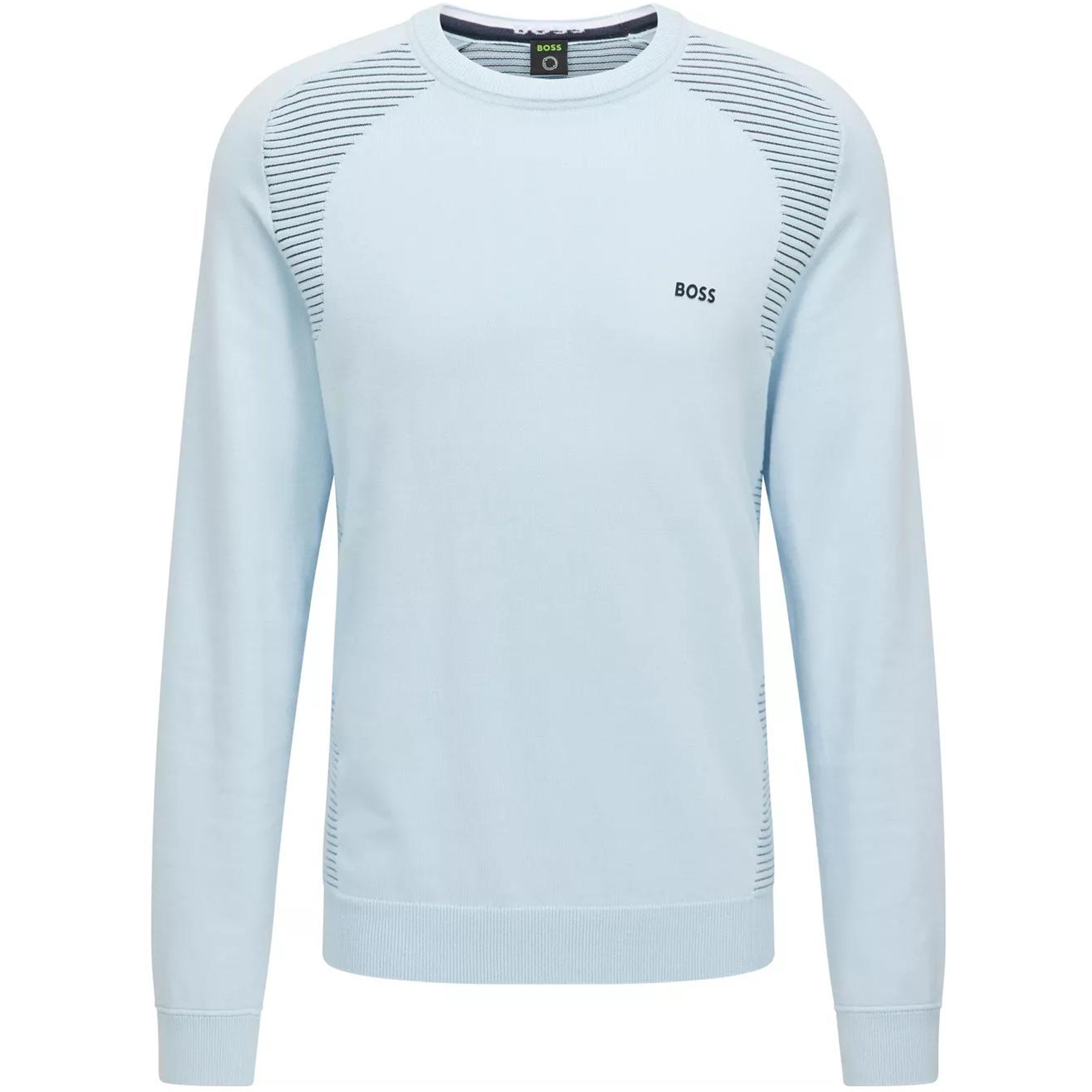 HUGO BOSS FW22 Logo Embroidered Striped Knit Sweatshirt Blue 50471789-453