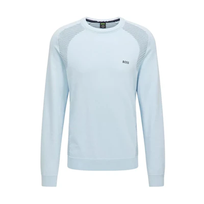 HUGO BOSS FW22 Logo Embroidered Striped Knit Sweatshirt Blue 50471789-453