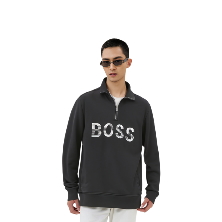 Purchase HUGO BOSS FW22 標誌半拉鍊長袖運動衫 黑色 50472242-001