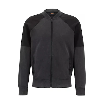 HUGO BOSS FW22 Logo Patch Colorblock Zip-Up Jacket Men’s Grey 50472269-001