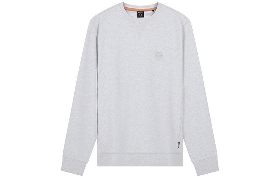 HUGO BOSS FW22 Logo Patch Loose Fit Sweatshirt Natural White Casual Wear 50468443-104